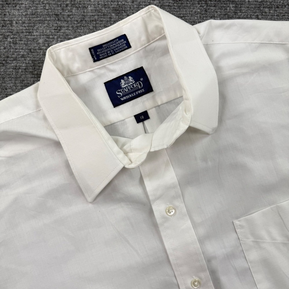 Stafford Button Down Shirt 18 White‎ Wrinkle Free Short Sleeve flaw Men's